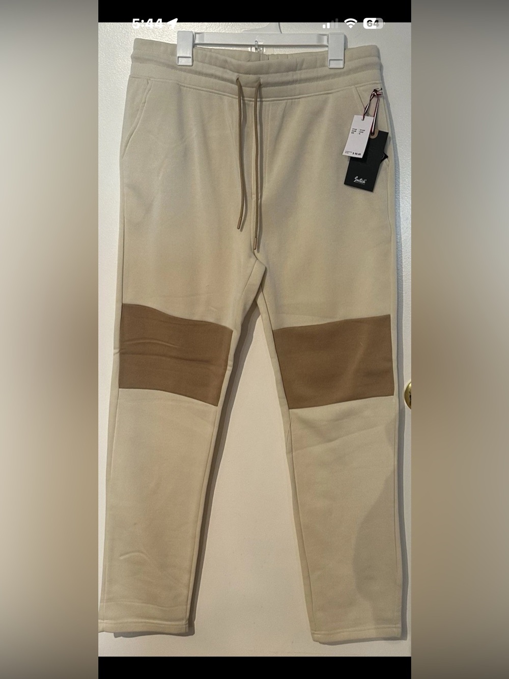 Men's Beige  Switch Sweatpants with Brown Knee Panels